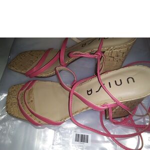 Unisa Women's Lace-Up Platform Heels  Trendy Summer Sandals Pink ,7.5